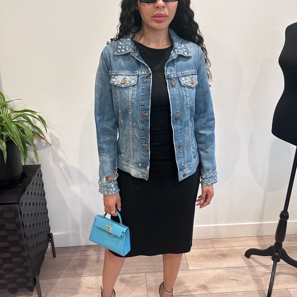 Madewell Blue Studded Denim Jacket